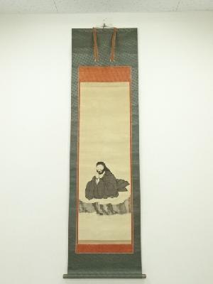 明治41年　親鸞上人　有髪御影　肉筆絹本掛軸（普耀識箱）